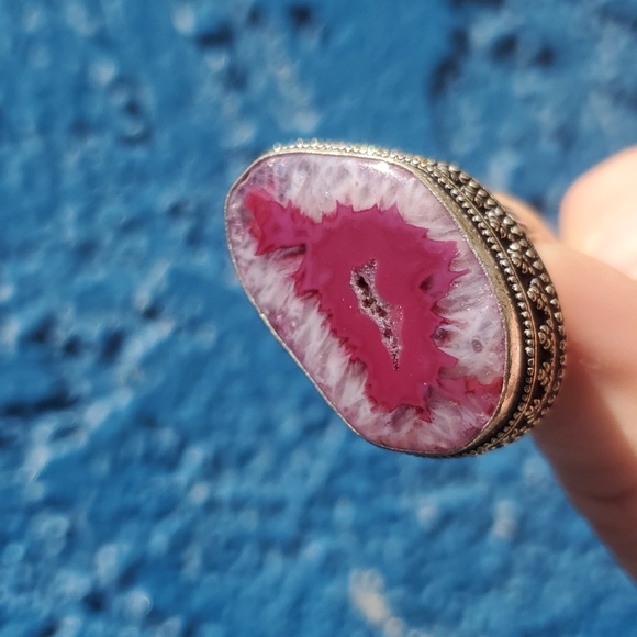 New Solar Quartz Agate Druzy 925 Silver Ring. - Picture 12 of 16